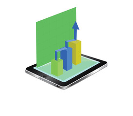 Obraz na płótnie Canvas Tablet Growing graph in Business