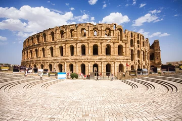 Keuken foto achterwand Colosseum Ruïnes van het grootste colosseum in Noord-Afrika. El Jem, Tunesië