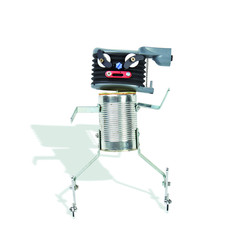 cute funny robot toy made of garbage. recycling waste