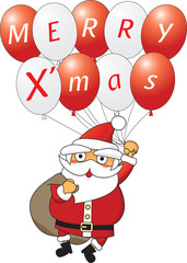 vector illustration of Santa Claus holding Christmas balloons