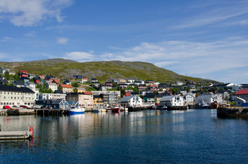 City and harbor, Honningsvag, Nordkapp municipality, Norway