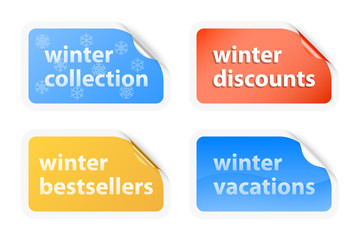 Winter vacations labels. Vector illustration