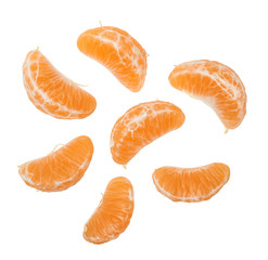 peeled mandarin isolated on white background