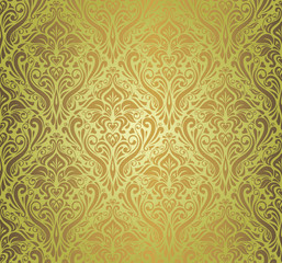 Green  & brown  vintage wallpaper design