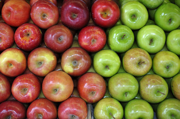 Green and red apples
