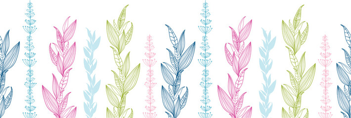 Vector floral stripes elegant horizontal seamless pattern © Oksancia