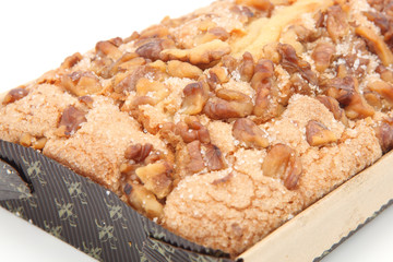 walnut cake isolated on white background