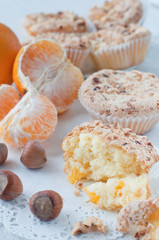 homemade muffins with nuts and mandarins