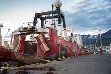 Corrosian ship docked in Ushuaia, Argentina