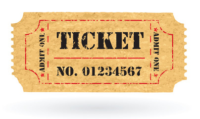 Fototapeta premium Old Vector vintage paper ticket with number