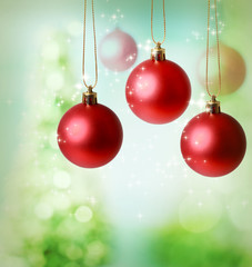 Naklejka na ściany i meble Christmas red ornaments