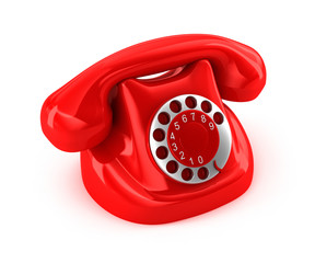 Old-fashioned phone over white background