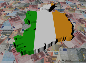 Ireland Map flag on Euros illustration