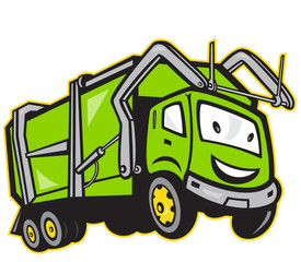 Garbage Rubbish Truck Cartoon