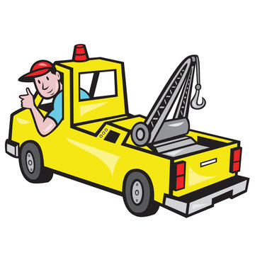 Tow Wrecker Truck Driver Thumbs Up Stock Vector | Adobe Stock