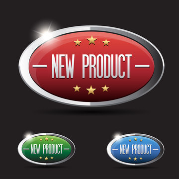 New product button set - red, green,blue
