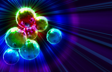 dark funky background with mirror disco balls