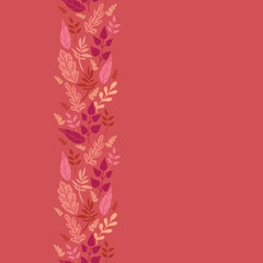Vector red leaves Vertical seamless pattern background ornament