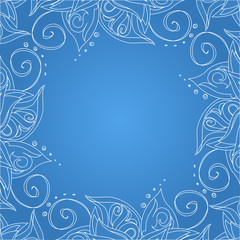 Fototapeta na wymiar Blue background with floral ornament