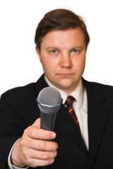 Journalist with microphone