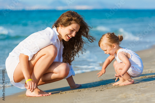 Фото мама и дочь на пляже