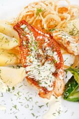 fish steak with potatoes