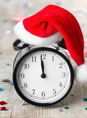 Alarm clock with Santa hat