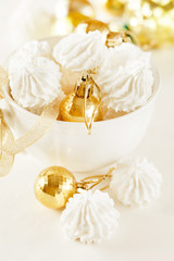 meringue cookies on Christmas table
