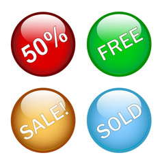 Sales glossy button icon