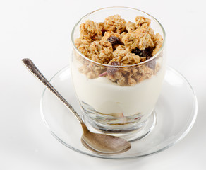 Healthy breakfast - yogurt with muesli