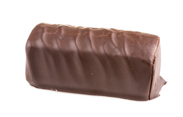 Broken Cottage cheese rod with chocolate isolated on white