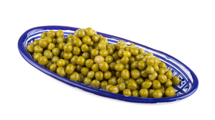 green peas, in a bowl, isolated, white background