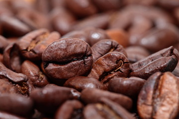 Closeup of coffee beans background