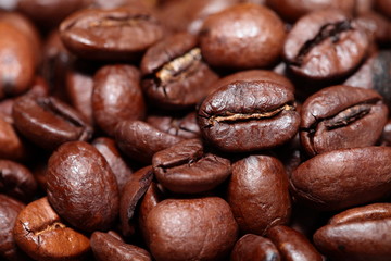Closeup of coffee beans background