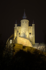 Fototapeta premium Segovia Alcazar Castle at night. Ancient Royal palace.