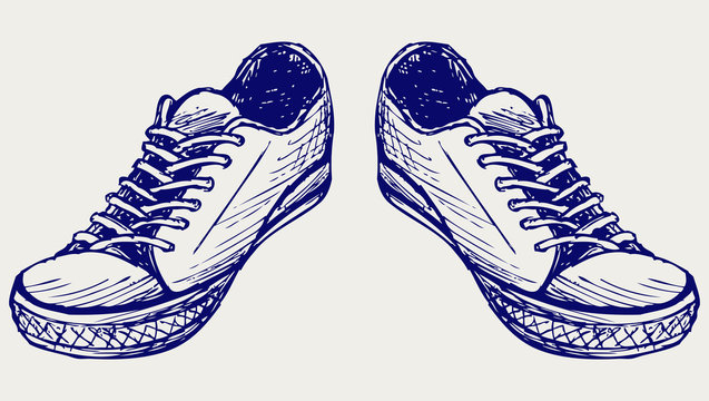 Sports shoes. Doodle style