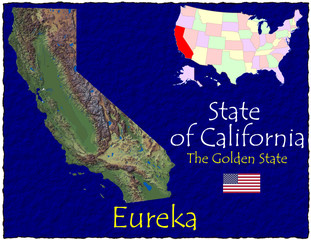 California USA State map location nickname motto