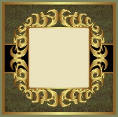 Green with gold vintage card. Vector illustration