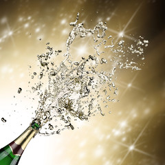 Close-up of champagne explosion
