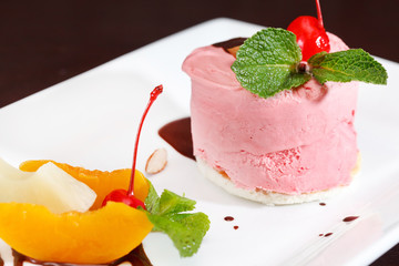 cherry ice cream with fruits