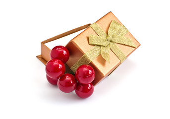 Festive gift box isolated on white background