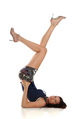 Young Brunette Woman with short skirt