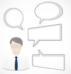 Man and speech bubbles