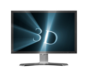 Isolated lcd monitor with 3D letters