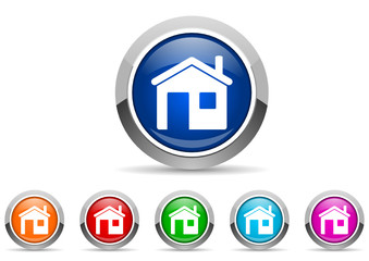 home vector icon set on white background