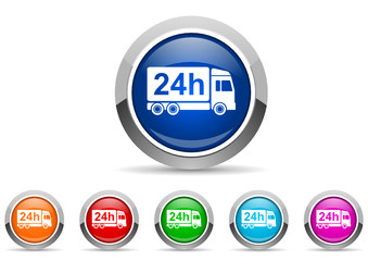 delivery vector icon set on white background