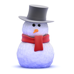 Snowman wears a top hat