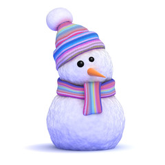 Snowman is wrapped up against the cold