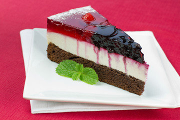 A piece of forest fruit cake