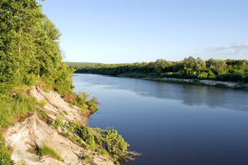River in the summer, river bank